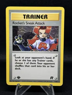 Pokemon Team Rocket 72/82 Rocket's Sneak Attack 1st Edition Pokemon Card - Image 1