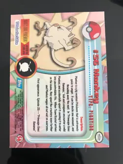 Mankey #55 Blue Logo Topps 2000 Tv Animation Edition Pokemon Cards NEAR MINT* - Image 2