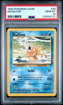 1999 POKEMON BASE SET UNLIMITED #35 MAGIKARP PSA 10 - Image 1