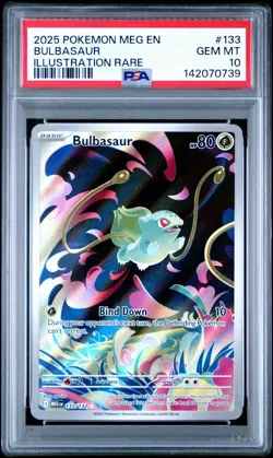 2025 POKEMON MEG EN-MEGA EVOLUTION ILLUSTRATION RARE #133 BULBASAUR PSA 10 - Image 1