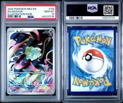 2025 POKEMON MEG EN-MEGA EVOLUTION ILLUSTRATION RARE #133 BULBASAUR PSA 10 - Image 2