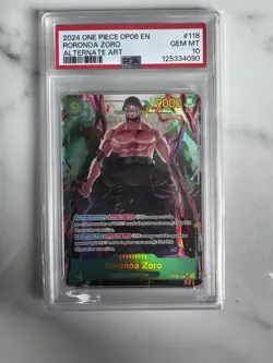 ONE PIECE OP06 Roronoa Zoro Alternate Art PSA 10 GEM MINT OP06-118 EN - Image 1