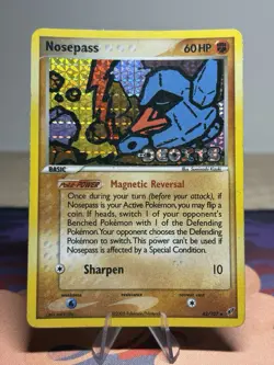 Nosepass 42/107 EX Deoxys Pokemon Card Stamped Reverse Holo Foil Rare 2005 MP LP - Image 1
