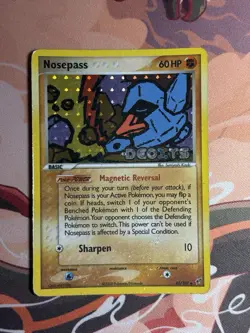 Nosepass 42/107 EX Deoxys Pokemon Card Stamped Reverse Holo Foil Rare 2005 MP LP - Image 2