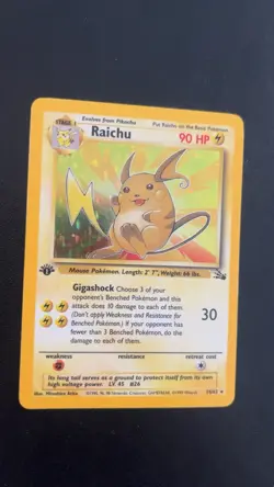 Pokemon TCG Raichu Holo Rare Card 14/62 Fossil 1999 WOTC 1st Edition Near Mint - Image 2