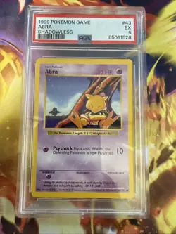 1999 Pokemon Abra Shadowless Card PSA Graded 5 - Image 1