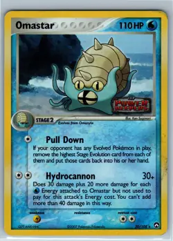 Pokemon Card Omastar 20/108 Reverse Holo Rare Stamped EX Power Keepers HP - Image 1