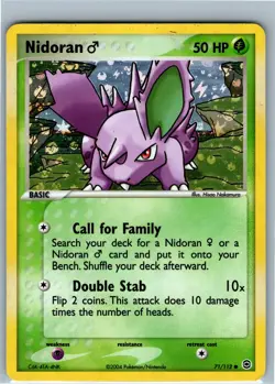 Pokemon TCG Nidoran 71/112 EX FireRed & LeafGreen Basic Reverse Holo - Image 1