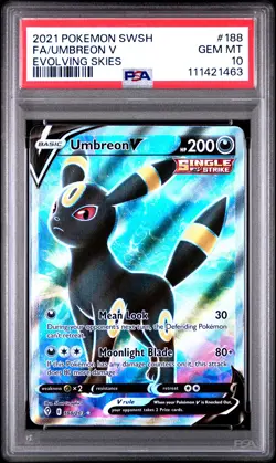 2021 POKEMON SWORD & SHIELD EVOLVING SKIES #188 FULL ART/UMBREON V PSA 10 - Image 1