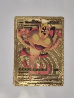Pokemon TCG Meowth VMAX 300HP 24k Gold Foil Promo SWSH005 Sword & Shield - Image 1