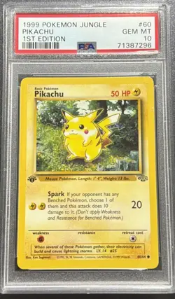 1999 Pokemon Game Jungle PIKACHU 1st Edition GEM MINT 10! - Image 1