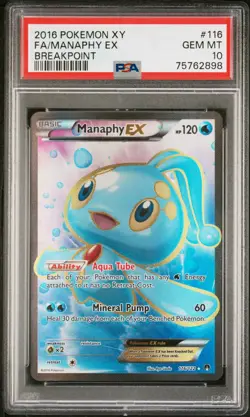 2016 POKEMON XY FA/MANAPHY EX BREAKPOINT PSA #116 GEM MT 10 - Image 1