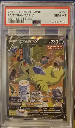Pokemon TCG Tyranitar v Full Art Holo Rare Alternate Card 155/163 Battle Styles - Image 1