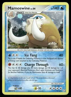 2008 Pokemon Mamoswine Holo Rare Legends Awakened 9/146 DMG - Image 1