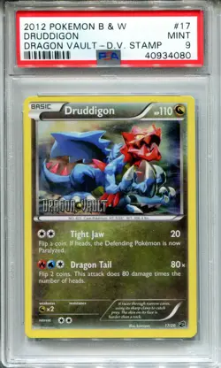 POKEMON DRUDDIGON DRAGON VAULT STAMPED B&W #17 REVERSE HOLO FOIL PSA 9 POP 5 - Image 1