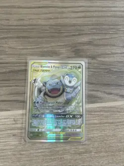 Pokemon TCG Blastoise & Piplup Tag Team GX Cosmic Eclipse Holo Card 215/236 NM - Image 1