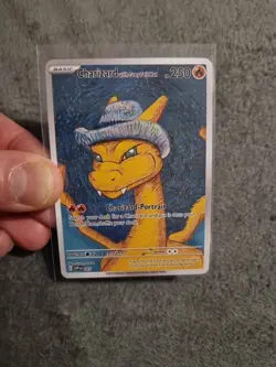 Pikachu & Charizard Grey Felt Hat Art Card Bundle Portrait Display Set - Image 5