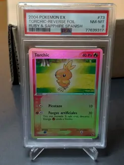 PSA 8 2004 Pokemon EX Ruby & Sapphire Spanish Torchic Reverse Foil #73 - Image 1