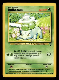 Bulbasaur 67/130 Common Starter Base Set 2 Pokemon Card - 3 - Image 1