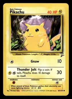 Pikachu 87/130 Common Base Set 2 Pokemon Card - 1 - Image 1
