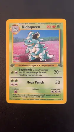 Pokemon Card 1999 - Nidoqueen Jungle 1st Edition 7/64 Holo Rare NM - Image 1