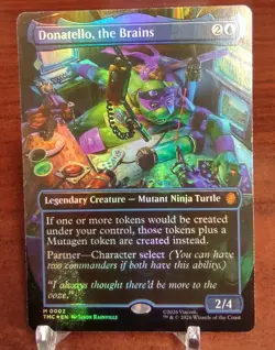 FOIL Borderless DONATELLO, THE BRAINS mtg MISPRINT Error Commander TMNT Mythic - Image 1