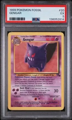 New Cert* Gengar PSA 5 - Fossil Set - Pokemon - 1999 - WOTC #20/62 - Image 1