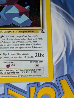 Cool Porygon 15 Wotc Black Star Promo Holo Played Pokemon Tcg Vintage - Image 4