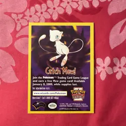 1999 Pokemon Wizards of the Coast Promos - CATCH MEW Card - Pokemon the Movie - Image 1