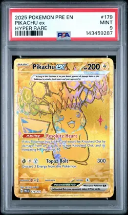2025 POKEMON PRE EN-PRISMATIC EVOLUTIONS HYPER RARE #179 PIKACHU EX PSA 9 - Image 1