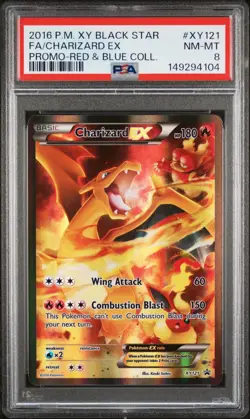 Pokemon Charizard EX Red & Blue Coll. Black Star Full Art Promo XY121 PSA 8 - Image 1
