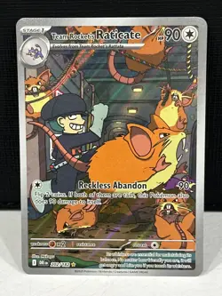 Team Rocket's Raticate 202/182 Pokemon SV Destined Rivals Illustration Rare NM - Image 1