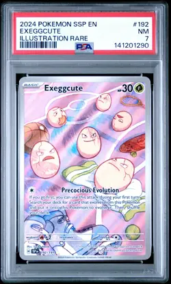 2024 POKEMON SSP EN-SURGING SPARKS IR #192 EXEGGCUTE PSA 7 - Image 1