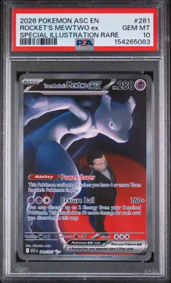 2026 POKEMON ASC EN ROCKET'S MEWTWO EX SPECIAL ILLUSTRAION RARE #281 PSA 10 - Image 1