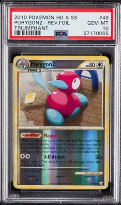 2010 POKEMON HEARTGOLD & SOULSILVER TRIUMPHANT #49 PORYGON2-REVERSE FOIL PSA 10 - Image 1