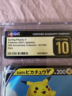 CGC 10 Pristine Surfing Pikachu V 021/028 RR 25th Anniversary Collection Pokemon - Image 3