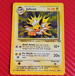 Pokemon 1999 Jolteon Jungle 4/64 Holo Rare Unlimited English TCG Card NM - Image 1