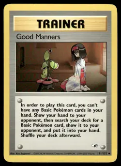 Pokemon Cards Good Manners 111/132 Unlimited Gym Heroes WOTC Uncommon NM - Image 1