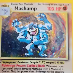 Pokemon 1999 Machamp Base Set 1st Edition 8/102 Holo Rare English TCG Card - Image 2