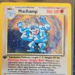 Pokemon 1999 Machamp Base Set 1st Edition 8/102 Holo Rare English TCG Card - Image 3
