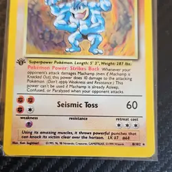 Pokemon 1999 Machamp Base Set 1st Edition 8/102 Holo Rare English TCG Card - Image 4