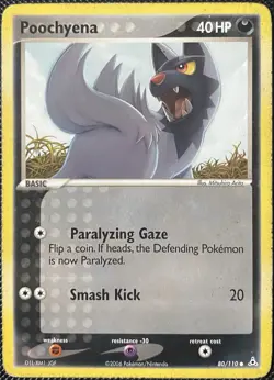 Poochyena 80/110 Holon Phantoms Regular *DAMAGED* Pokemon Card - Image 1