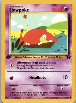Slowpoke 67/82 1st Edition Team Rocket Pokemon Card Near Mint - RARE - Image 1