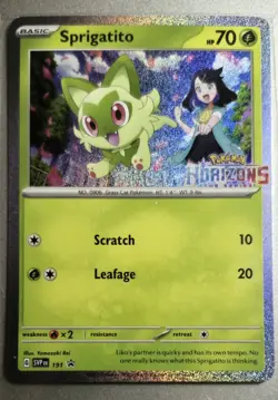 Sprigatito Pokemon Horizons Scarlet & Violet SVP 191 Holo Black Star Promo NM - Image 1
