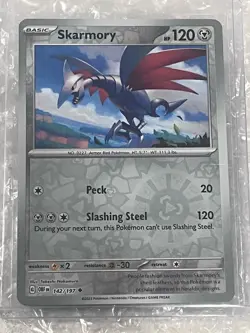 NM Pokemon Obsidian Flames Skarmory Reverse Holo 142/197 - Image 1