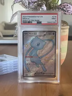 2024 Pokemon Mew ex 216/091 Shiny Ultra Rare Paldean Fates PSA 9 Mint - Image 1