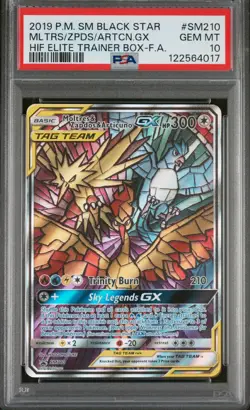 Pokemon PSA10 Moltres & Zapdos & Articuno GX 2019 SM210 Hidden Fates ETB Egnlish - Image 1