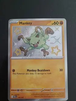 Mankey - 169/091 - Pokemon Paldean Fates Shiny Rare Card NM - Image 1