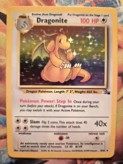Dragonite Holo Rare Pokemon Card, Fossil, 4/62 - Image 1