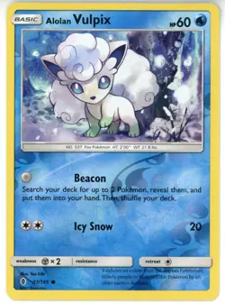 Pokemon TCG Alolan Vulpix 21/145 Sm-Guardians Rising Reverse Holo - Image 1